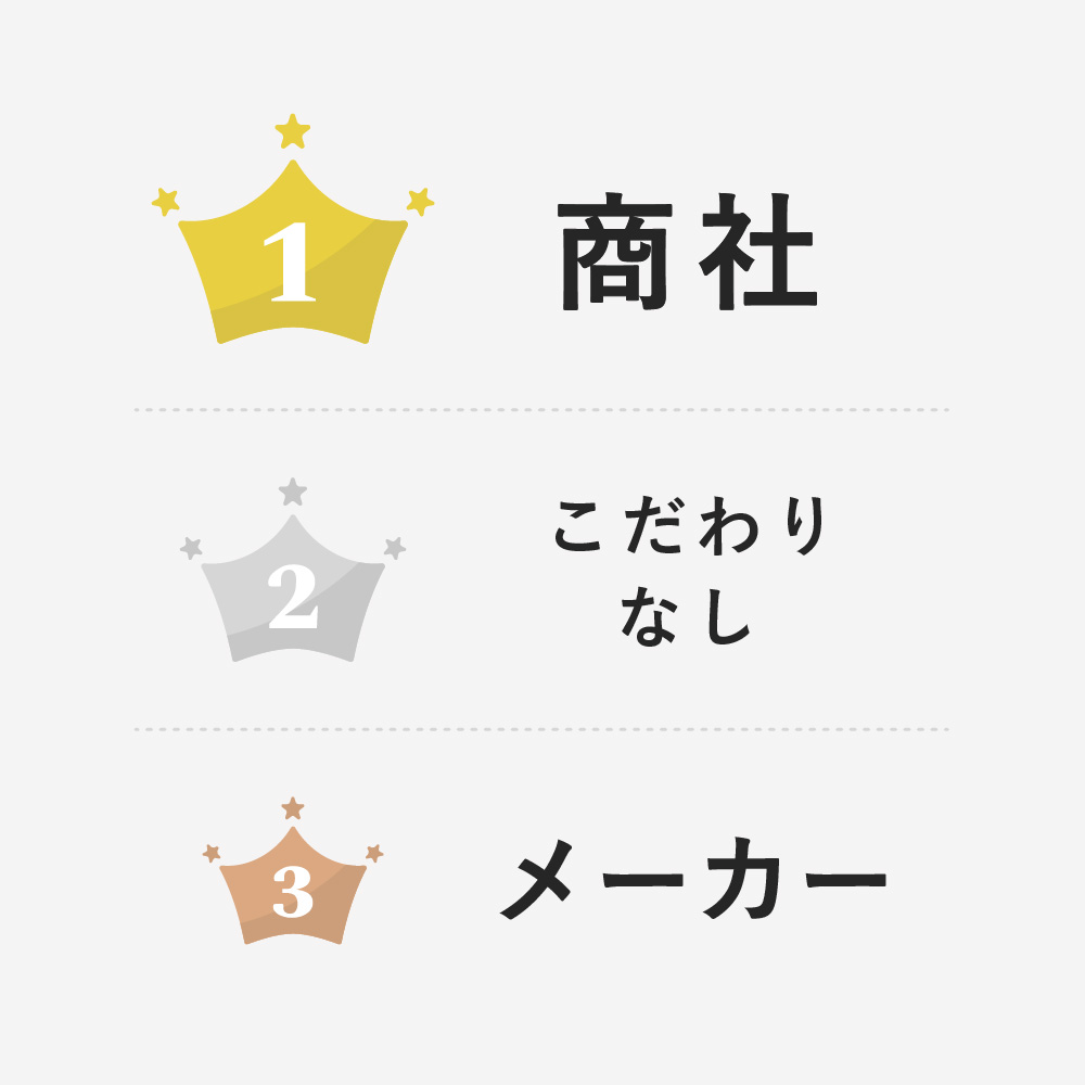 1位 商社、2位 こだわりなし、3位 メーカー